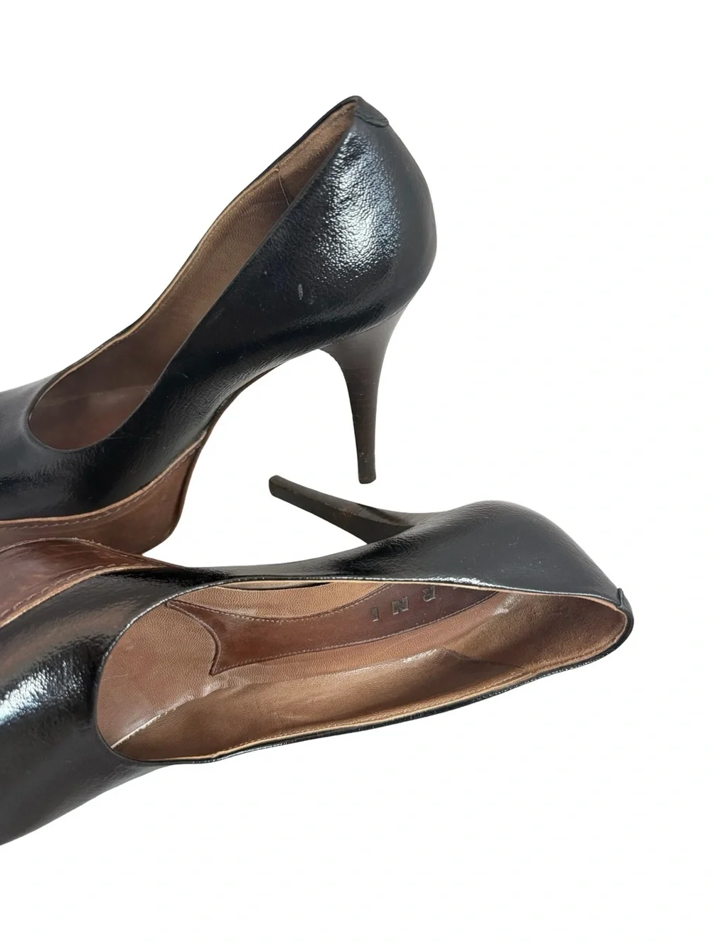 Marni Black Brown Two Tone Leather Closed Toe Platform Heels Pumps Size 8 Womens